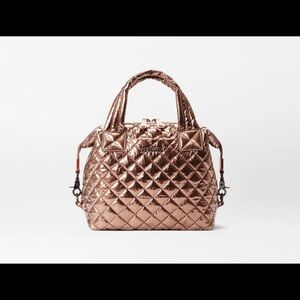 MZ Wallace Metallic Rose Gold Quilted Satchel